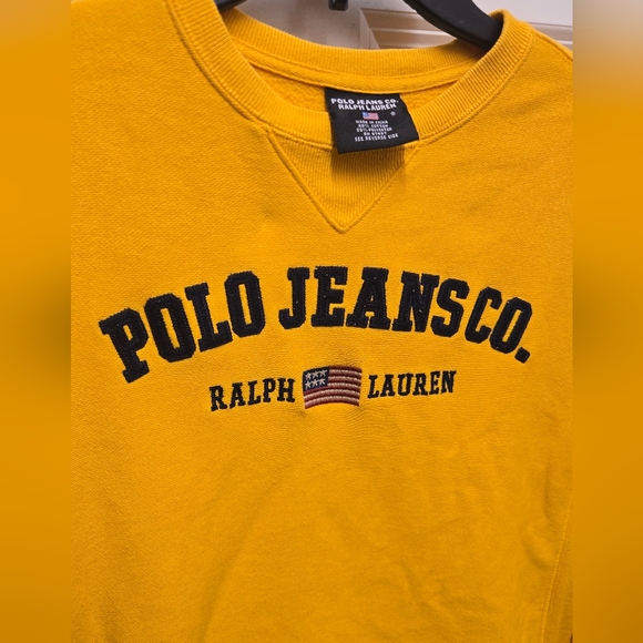 Vintage Polo Ralph Lauren Yellow Sweatshirt Women Small - Picture 2 of 5